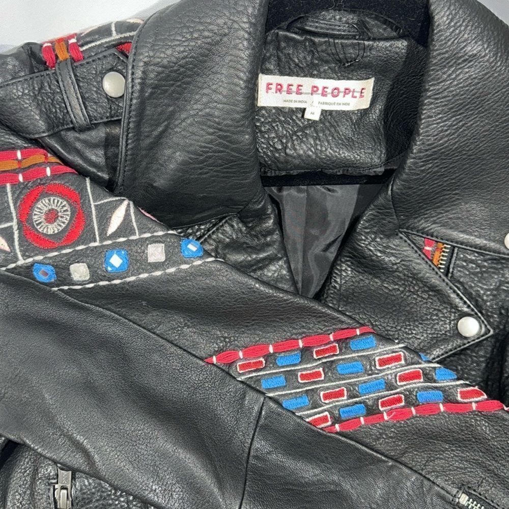 FREE PEOPLE MARI MOTO LEATHER JACKET NEW MEDIUM - Picture 6 of 16